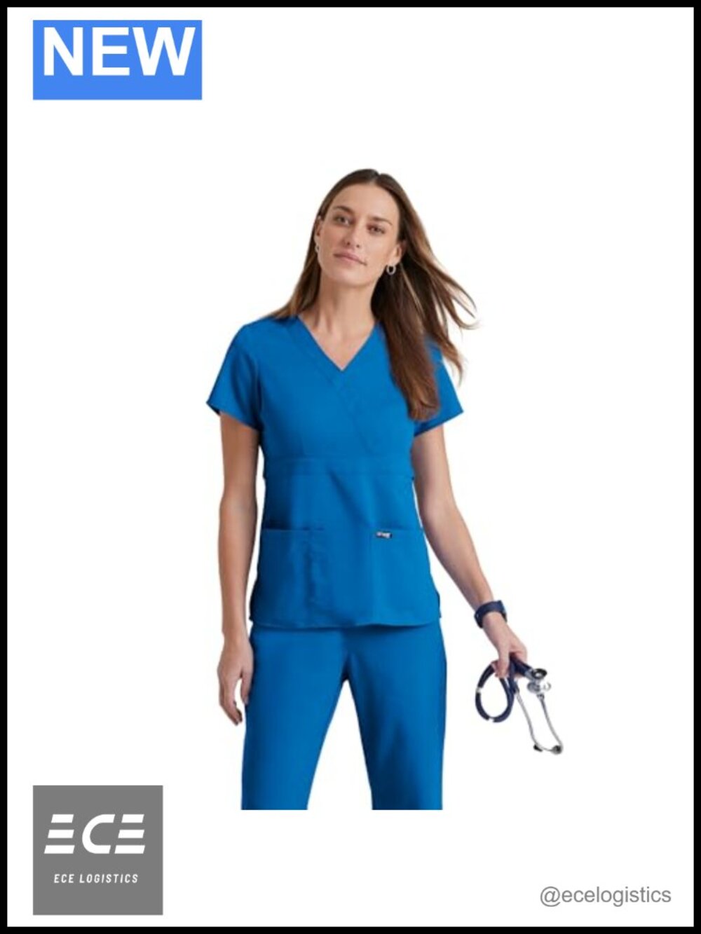 Womens Scrub Top Mock Wrap V-Neck 3 Pocket Medical Uniform